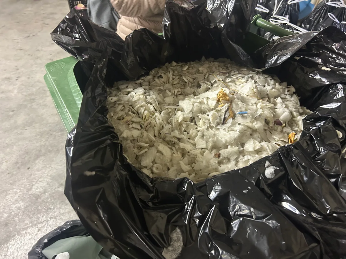 Den vollen Kompost Container.